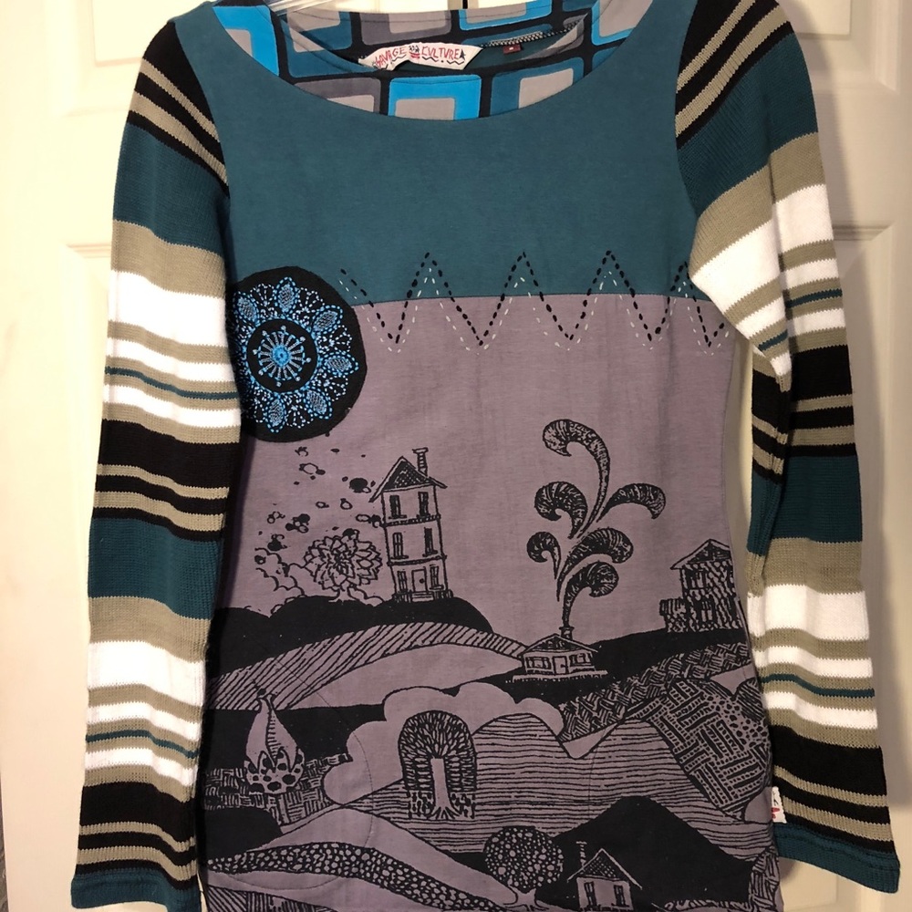 Savage Culture Knit/Embroidery Detail Top